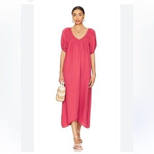 9Seed Sandhill Cove Maxi Dress in Guava Women’s M/L 100% Cotton Gauze